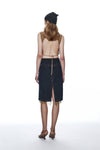 OUDE WAAG High-Neck Shirred Halter Vest OW-OW-25PF-TP03-KQ (YE420 Khaki) (OW-25SS-TP02 OW-25PF-TP03)